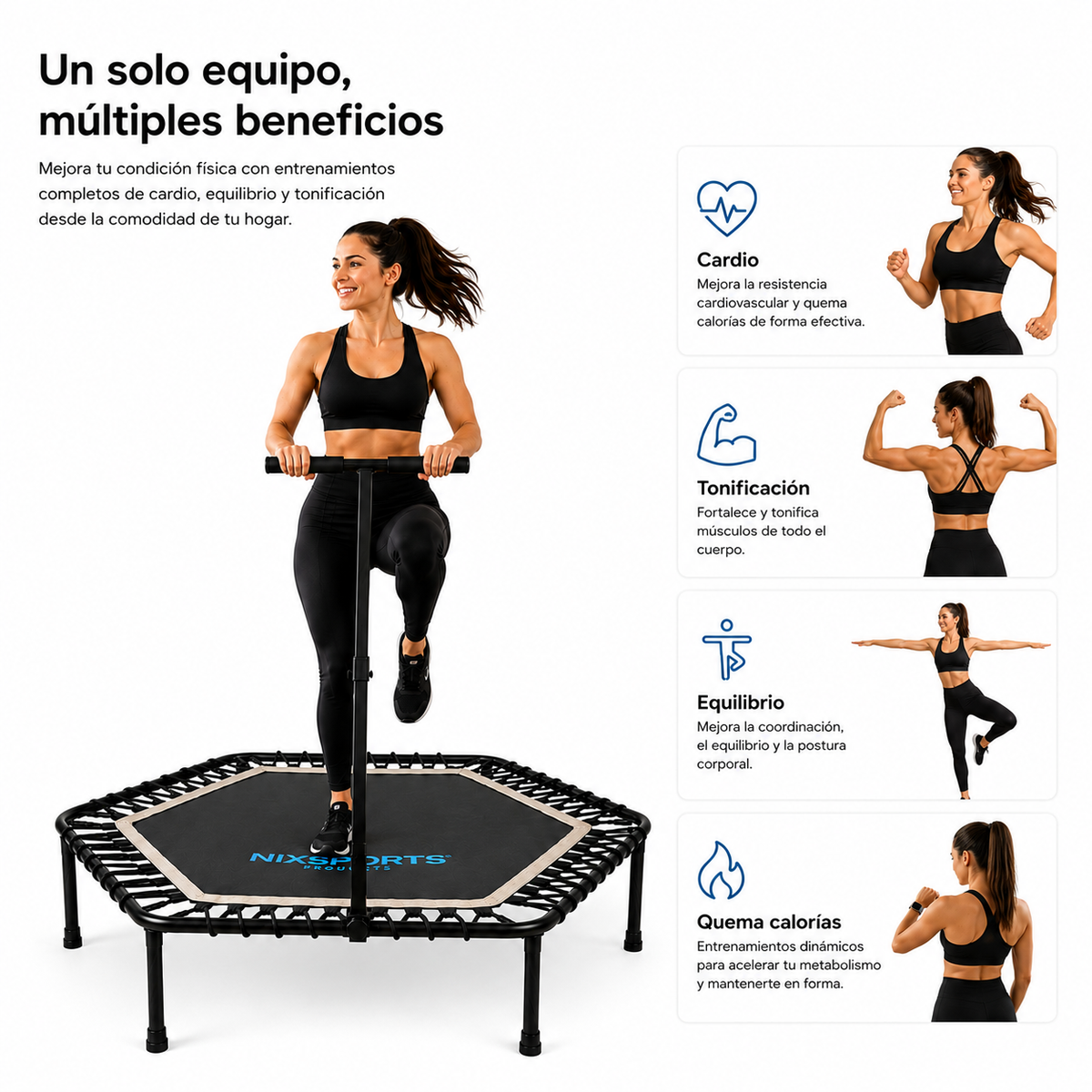 Tappeto elastico fitness 3 in 1 pieghevole