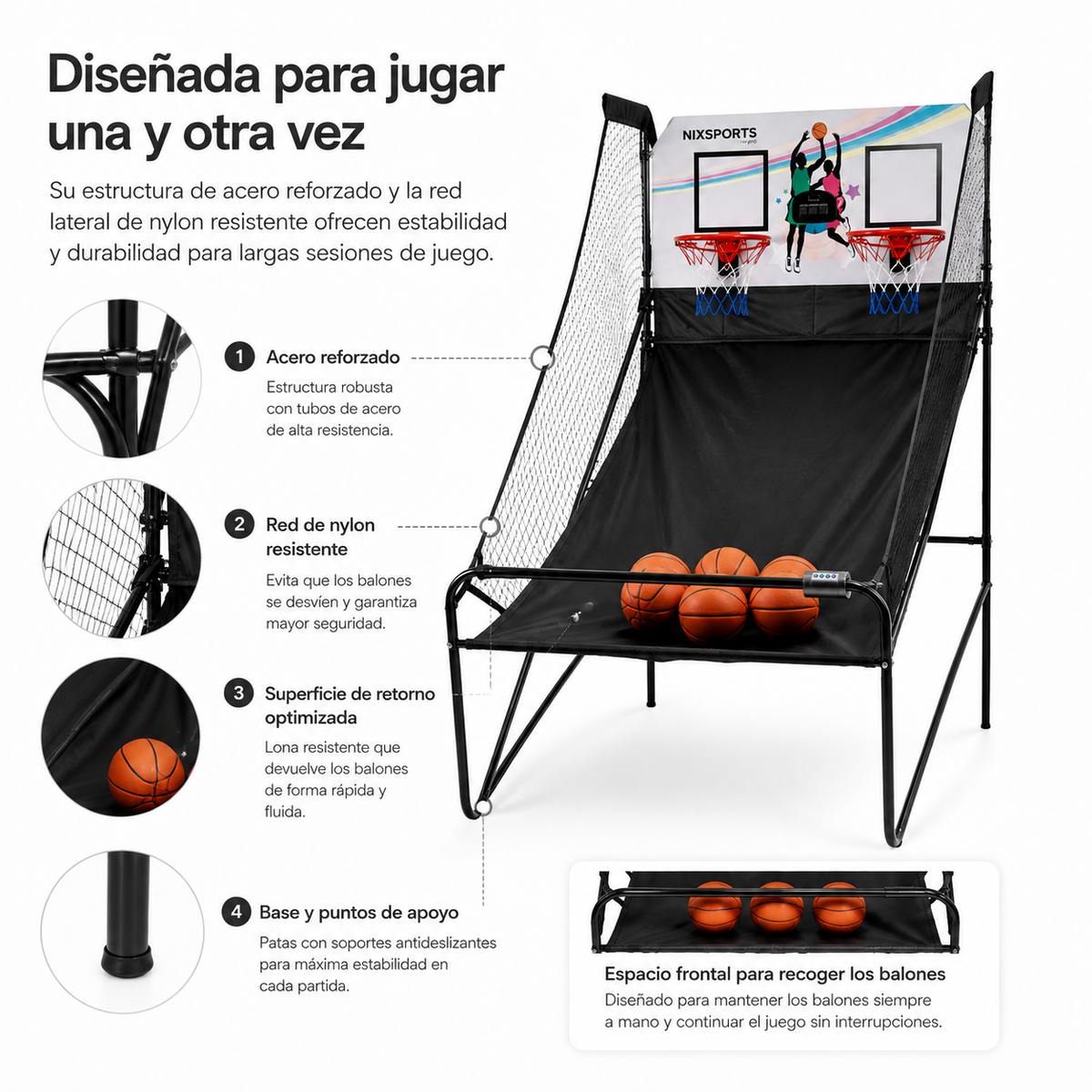 Canestro basket doppio arcade per bambini pieghevole con tabellone elettronico