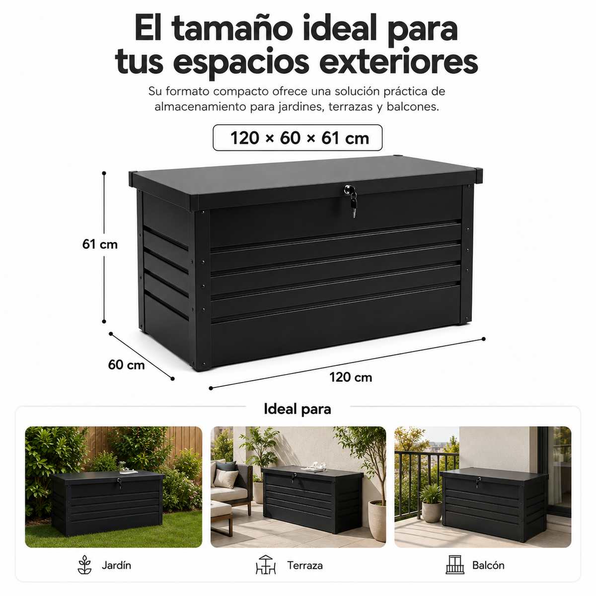 Baú Metálico Exterior com Tampa Hidráulica e Fecho com Chave