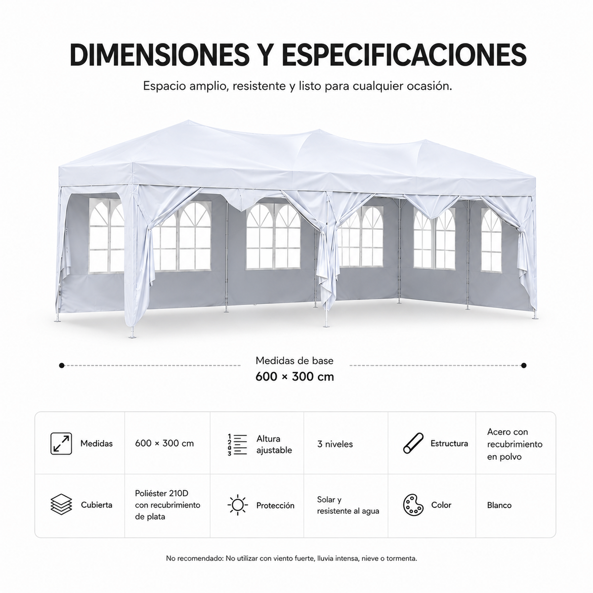 Carpa Plegable 6x3 M Con 6 Paredes Y Estructura Reforzada