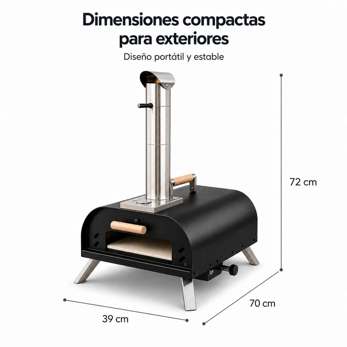 Horno De Pizza Portátil A Carbón Con Chimenea Y Termómetro Integrado