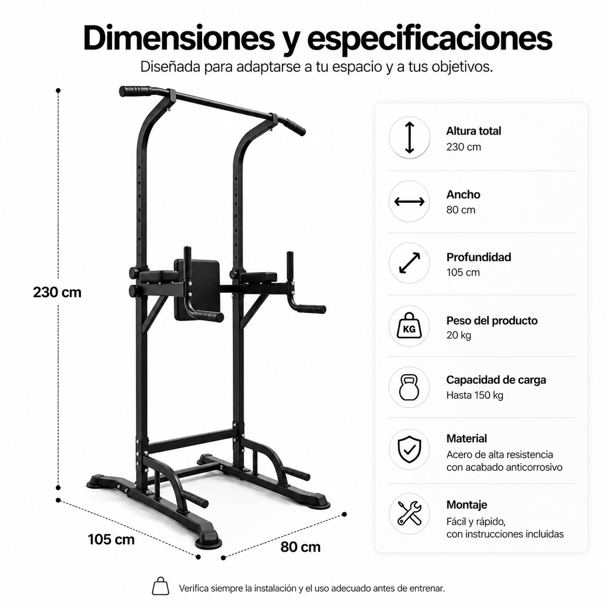 Tour de Tractions Multifonction avec Station VKR 150-230 cm