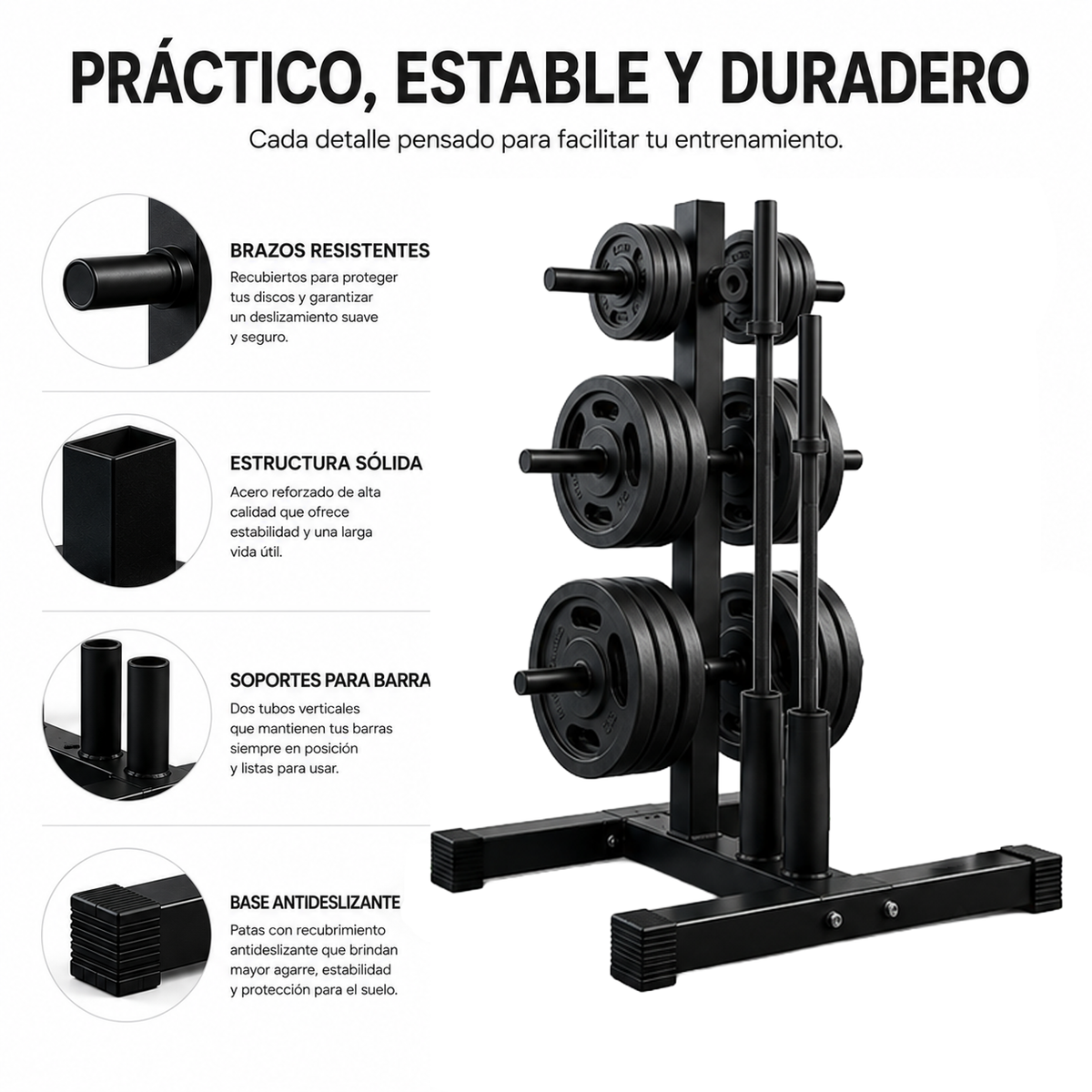 Soporte Ajustable Organizador Discos y Barras