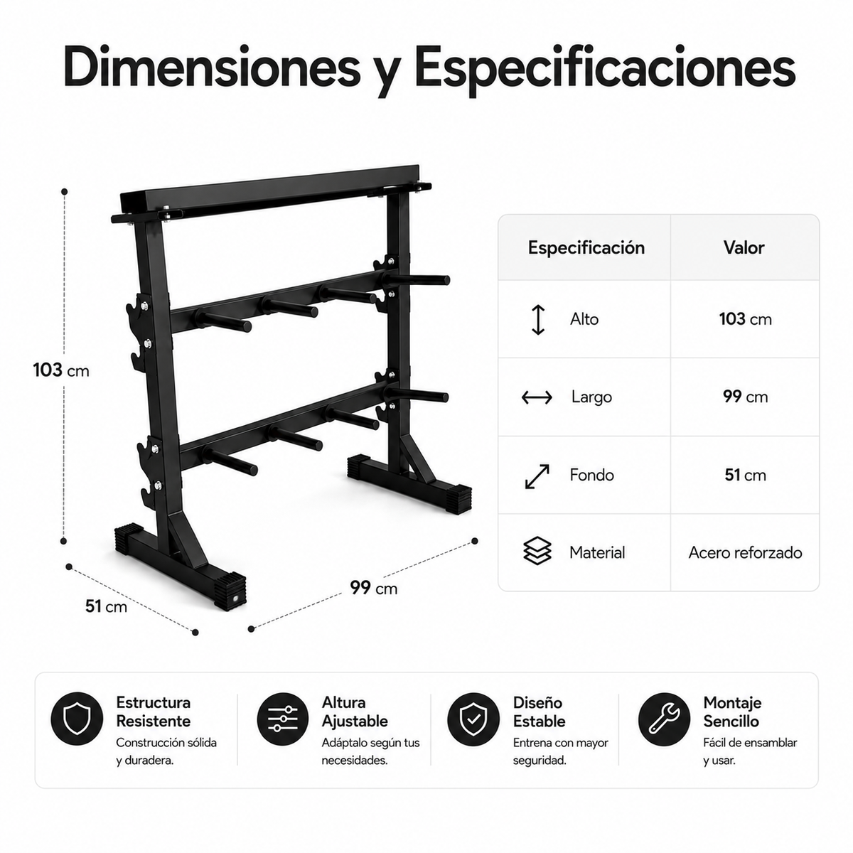 Supporto per manubri e bilancieri rack per palestra in casa