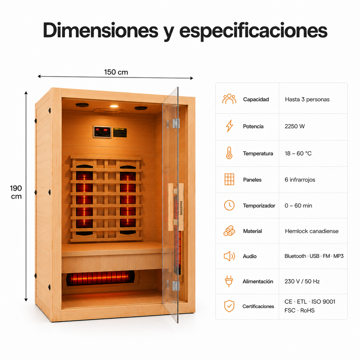 Sauna a infrarossi per casa per 3 persone