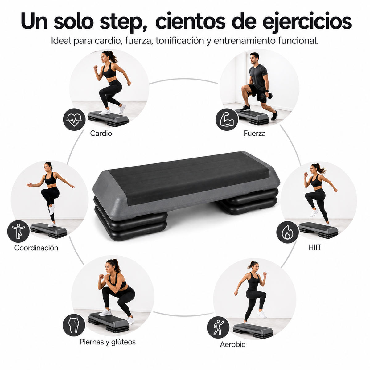 Panca step aerobico regolabile antiscivolo