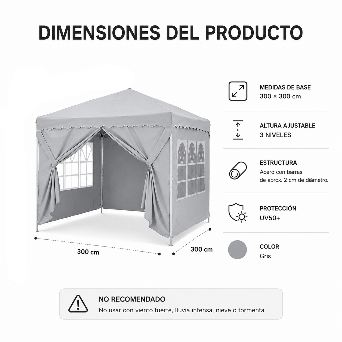 Tenda Dobrável 3x3 M Com 4 Paredes Laterais E Estrutura Reforçada