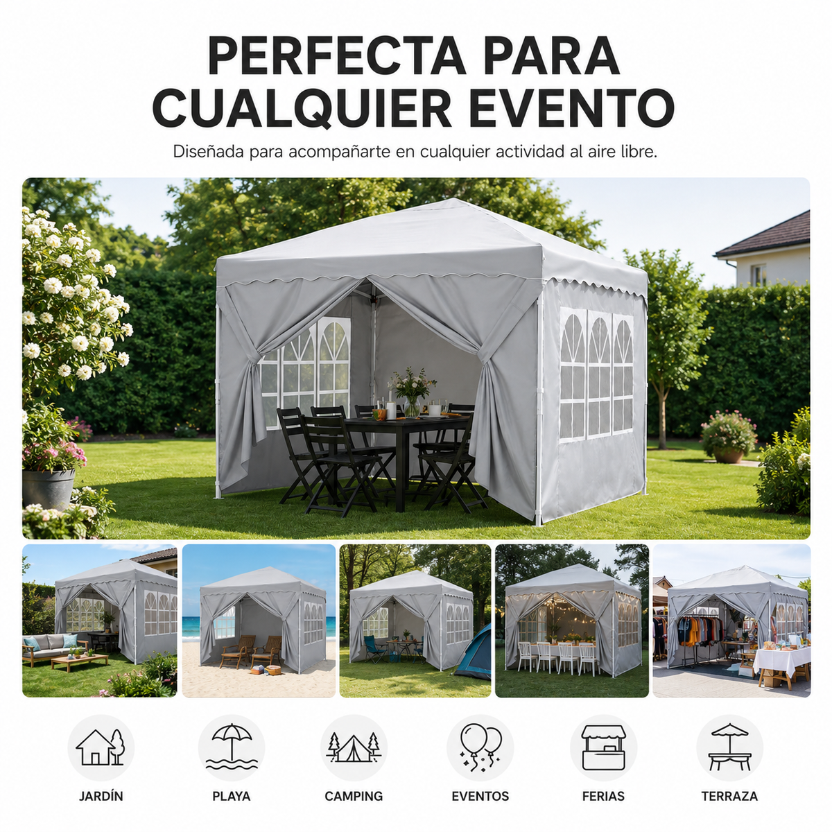 Tenda Dobrável 3x3 M Com 4 Paredes Laterais E Estrutura Reforçada