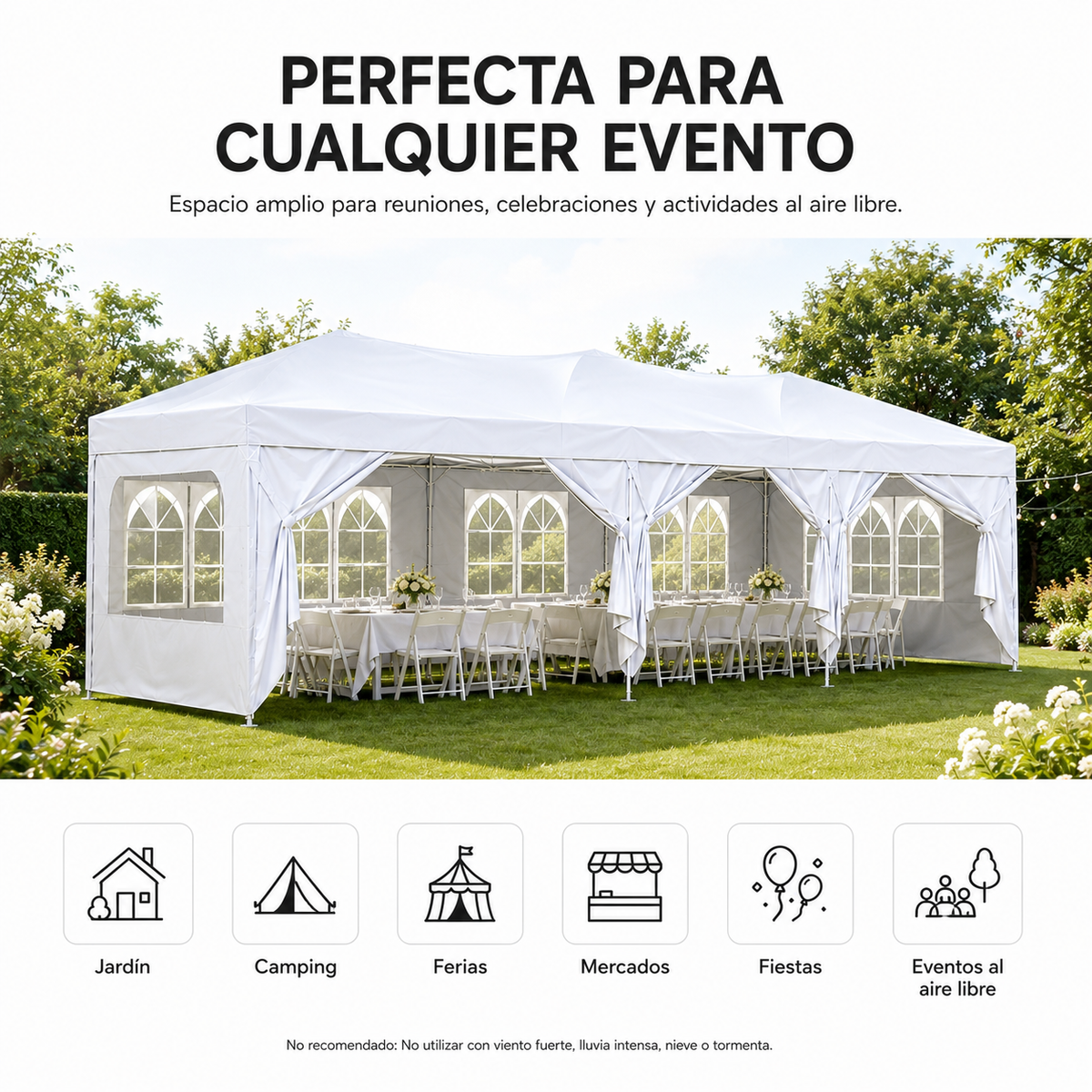Carpa Plegable 6x3 M Con 6 Paredes Y Estructura Reforzada