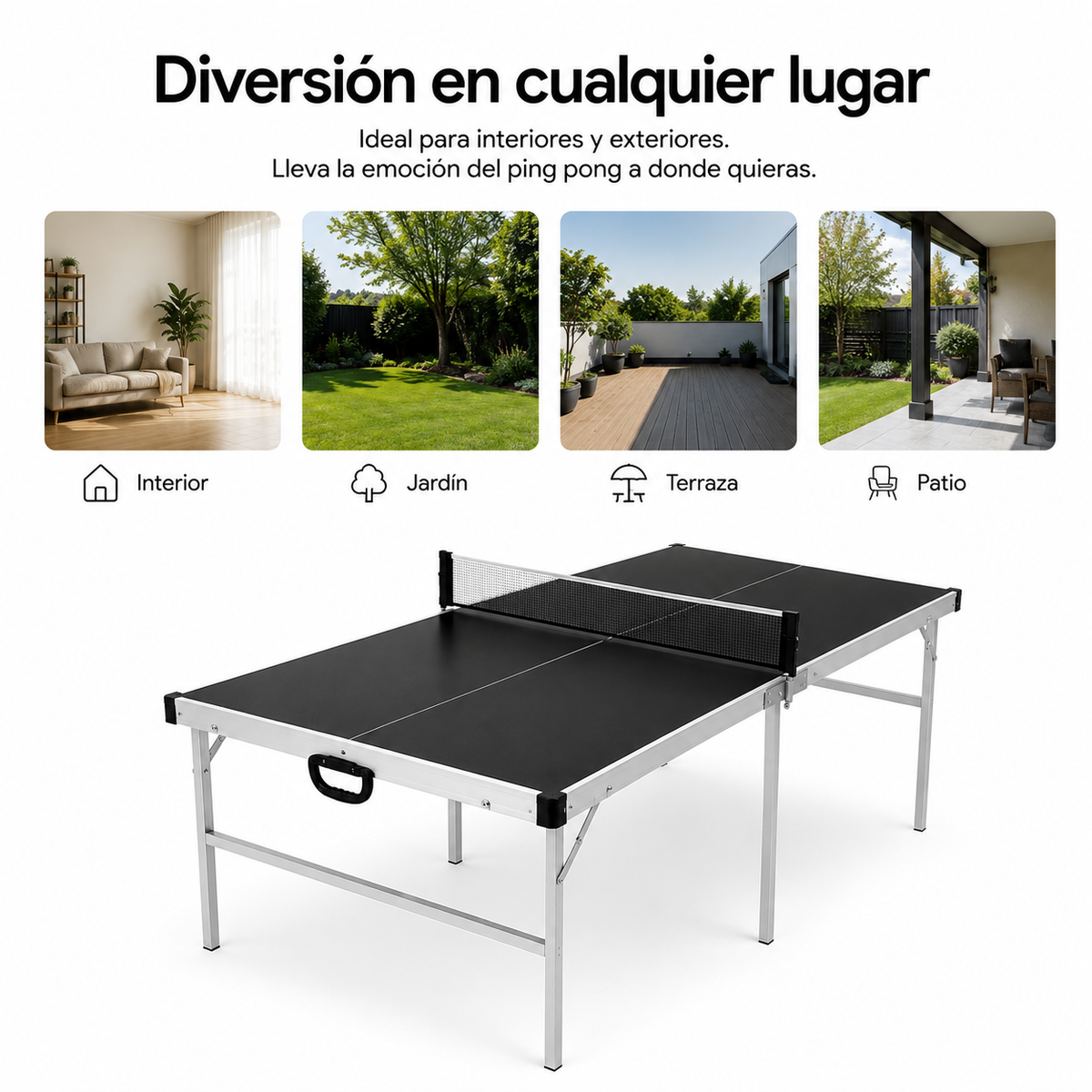 Table de ping-pong pliante avec filet 182x91 cm