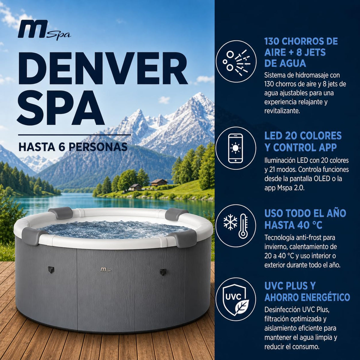 Mspa - Spa rígido circular Denver 4–6 personas
