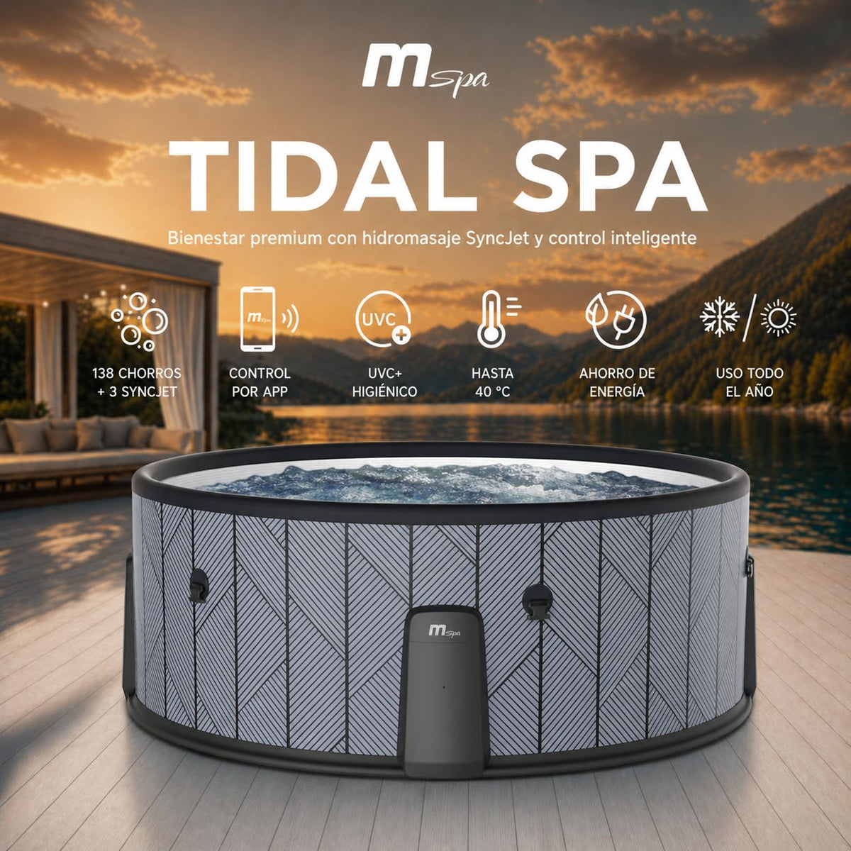 MSpa Spa hinchable semirrígido circular Tidal 4–6 personas