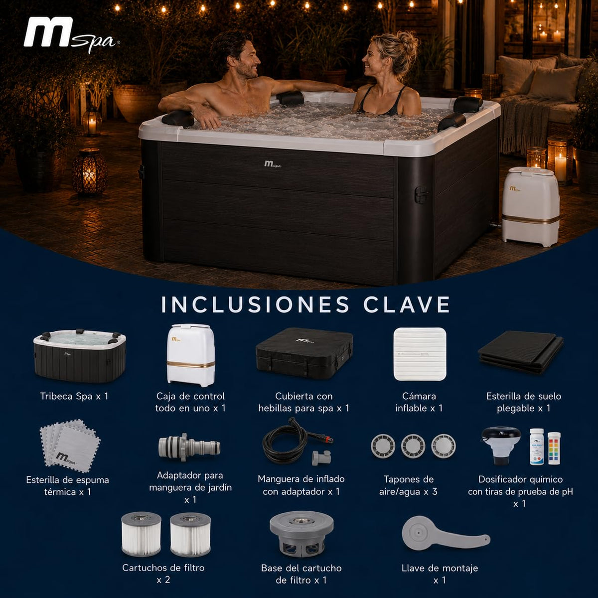 Mspa - Spa rigide carré Tribeca 4-6 personnes