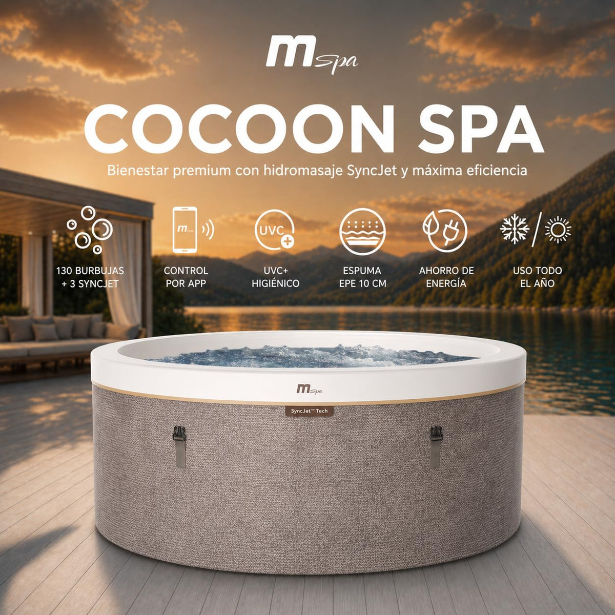 MSpa - Spa hinchable semirrígido circular Cocoon-Eco 4–6 personas