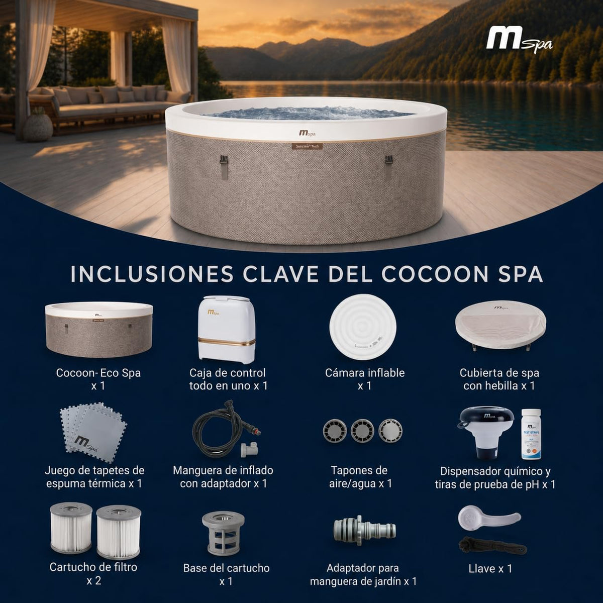 MSpa - Spa hinchable semirrígido circular Cocoon-Eco 4–6 personas