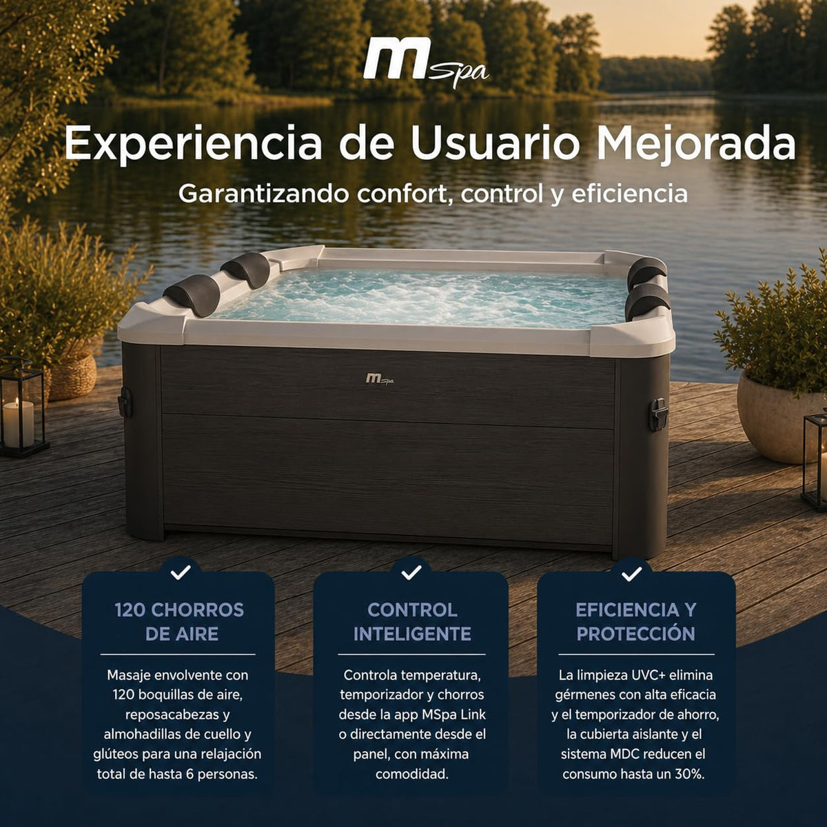 Mspa - Spa rigide carré Tribeca 4-6 personnes