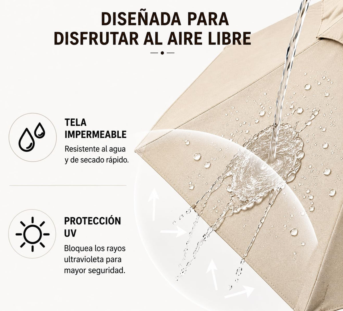 Ombrellone decentrato LED beige