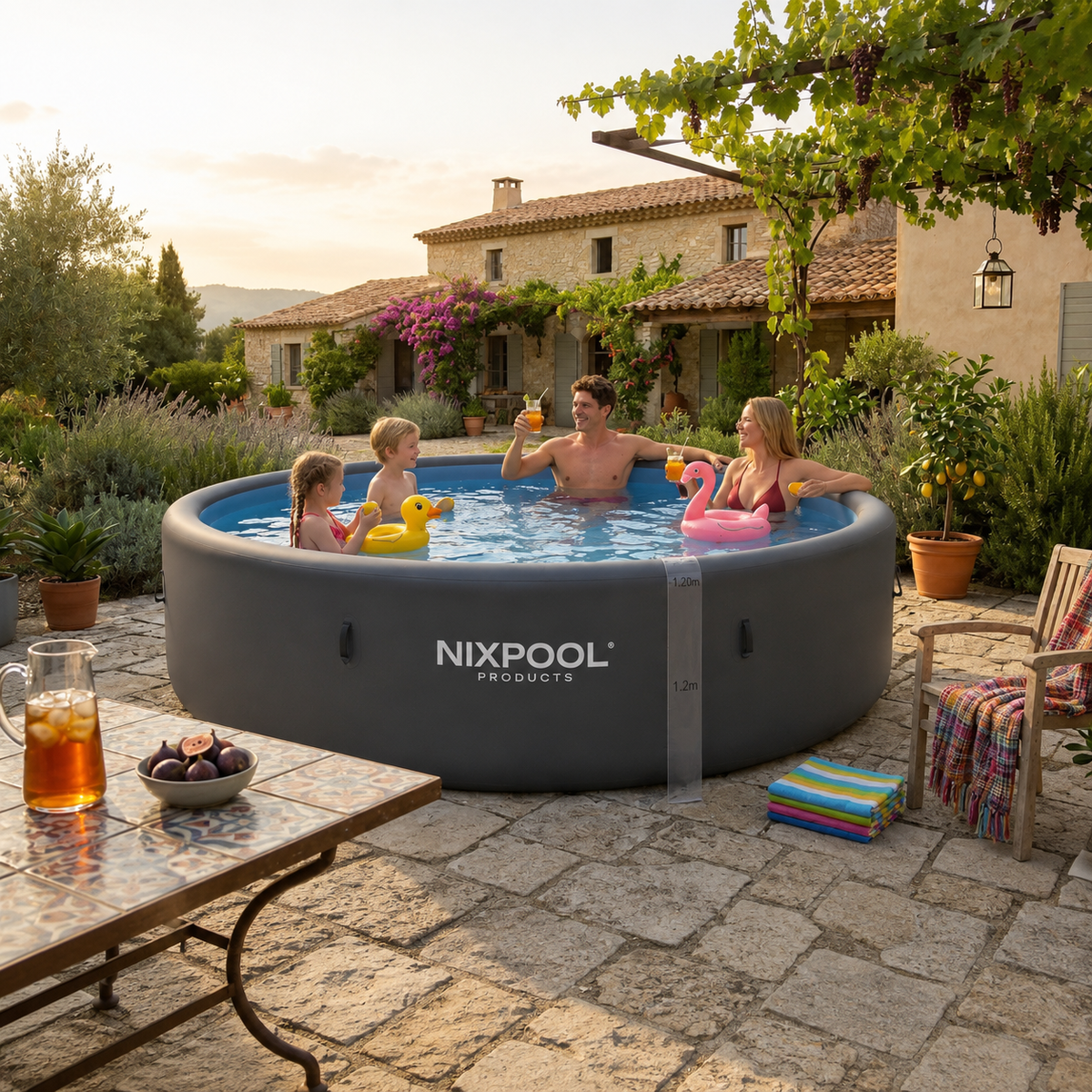 Piscina Fuori Terra Gonfiabile Rigida Grigio Antracite
