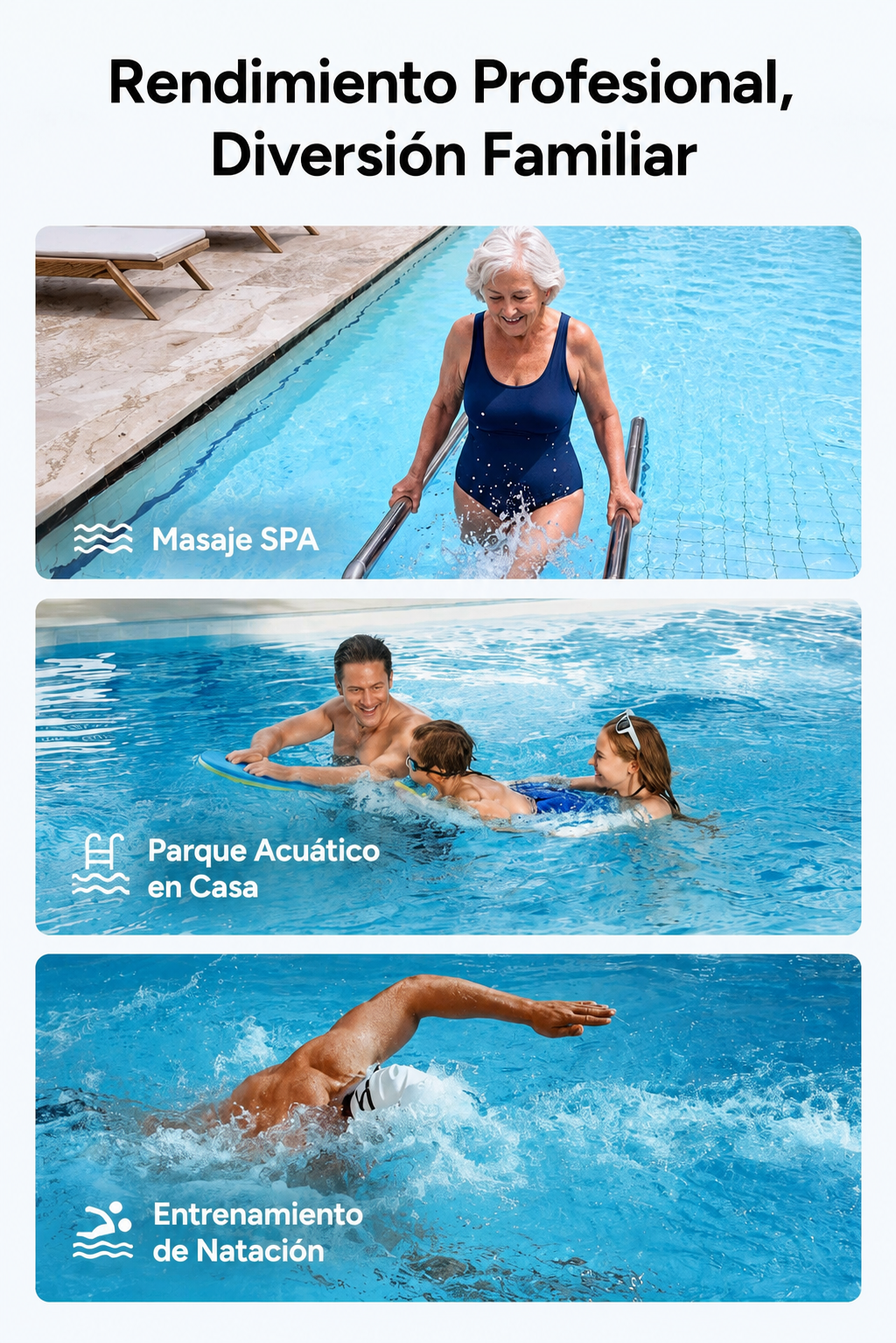 iGarden Swim Jet 5 Horas Máquina de Contracorriente Portátil para Piscina sin Obras