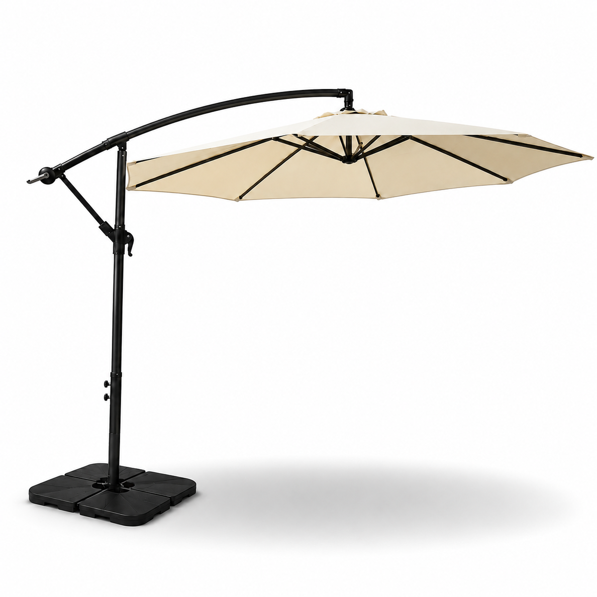 Pack Sombrilla Lateral 3m Beige + Base Modular Cuadrada