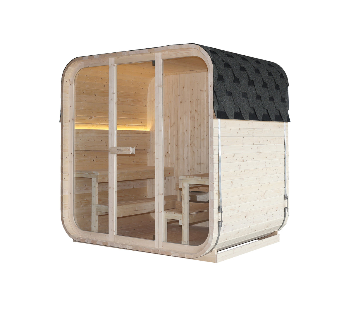 Sauna panoramica da esterno a cubo per giardino per 4-6 persone