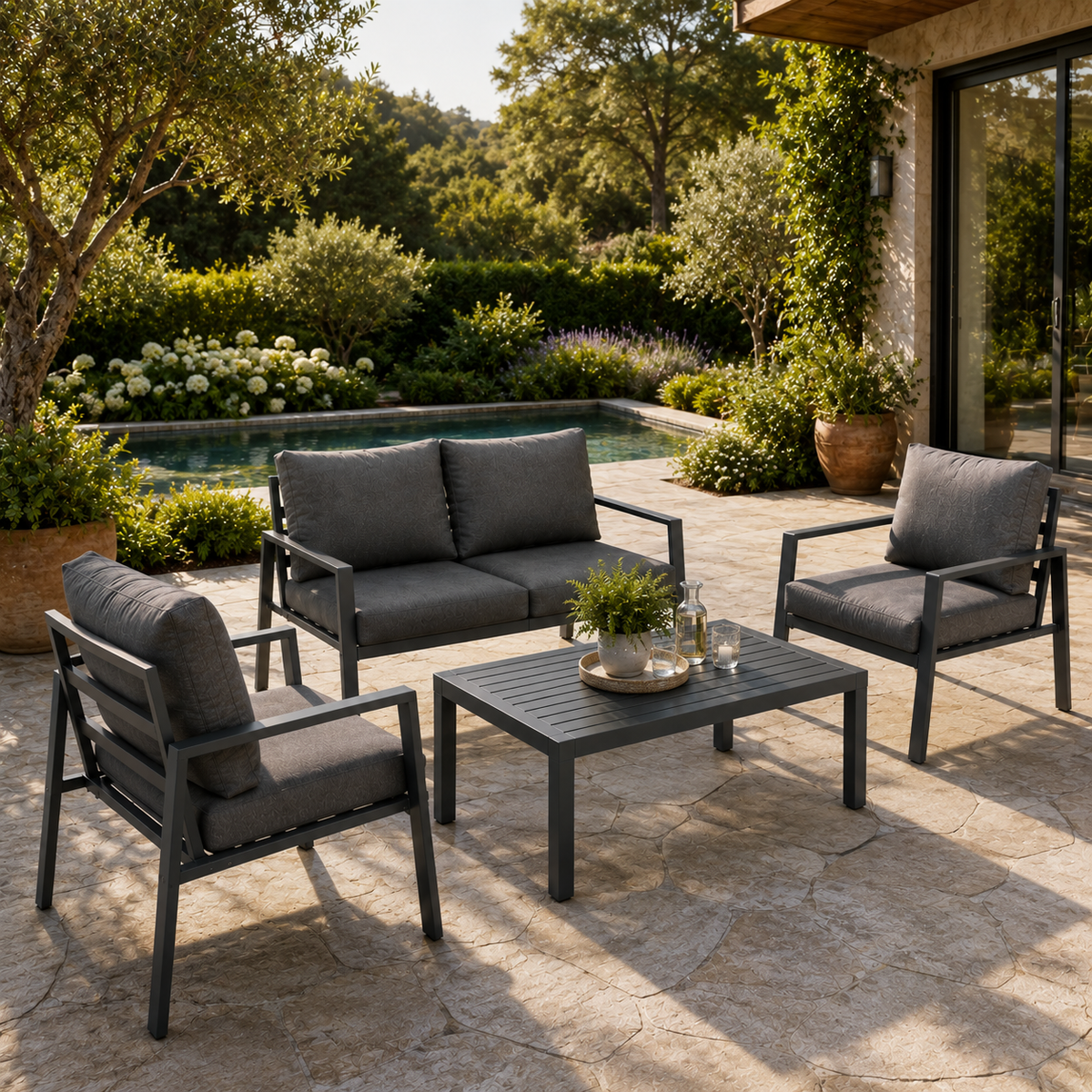 Conjunto de Jardín Antracita 4 Piezas