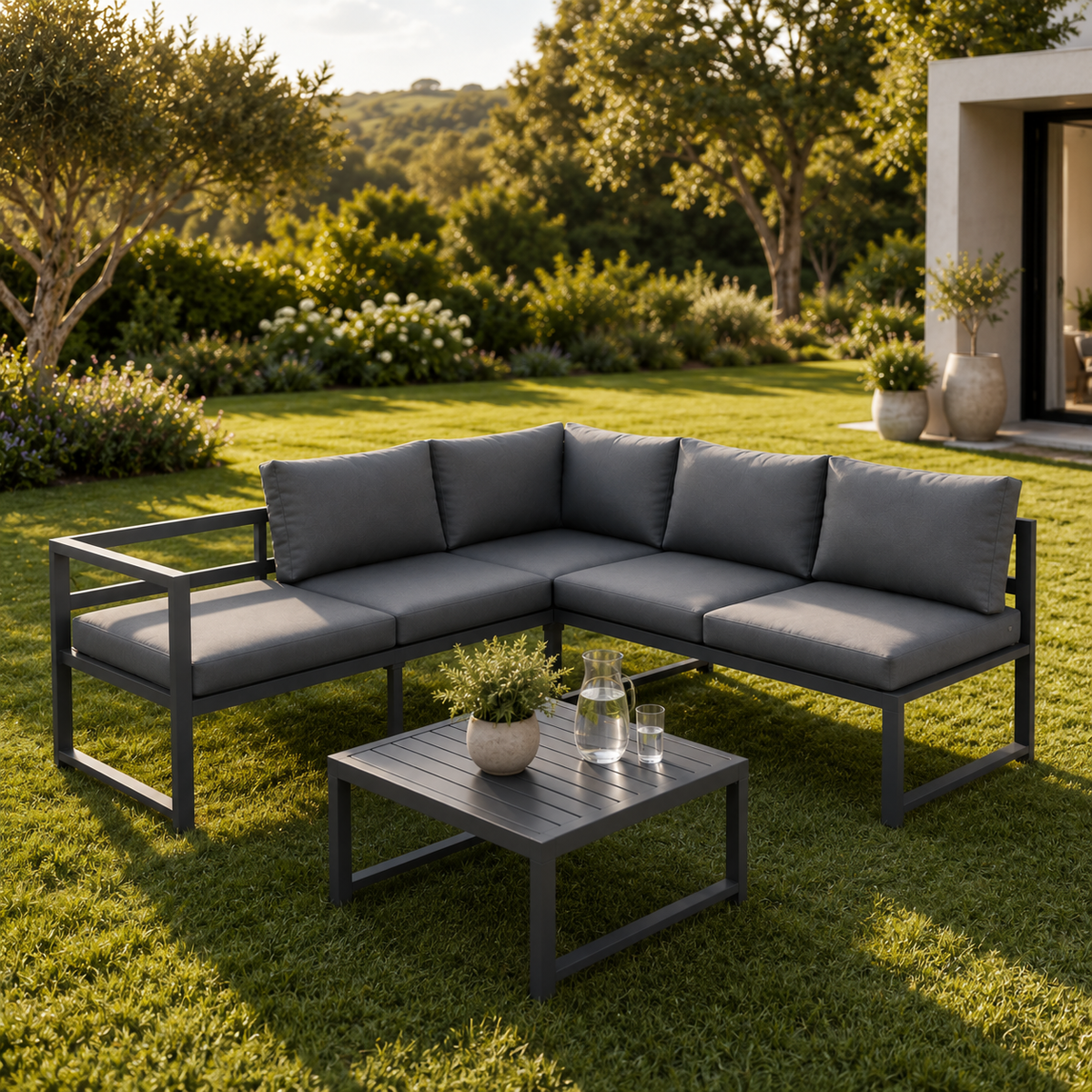 Modulares Ecksofa Gartenset Aluminium Anthrazit