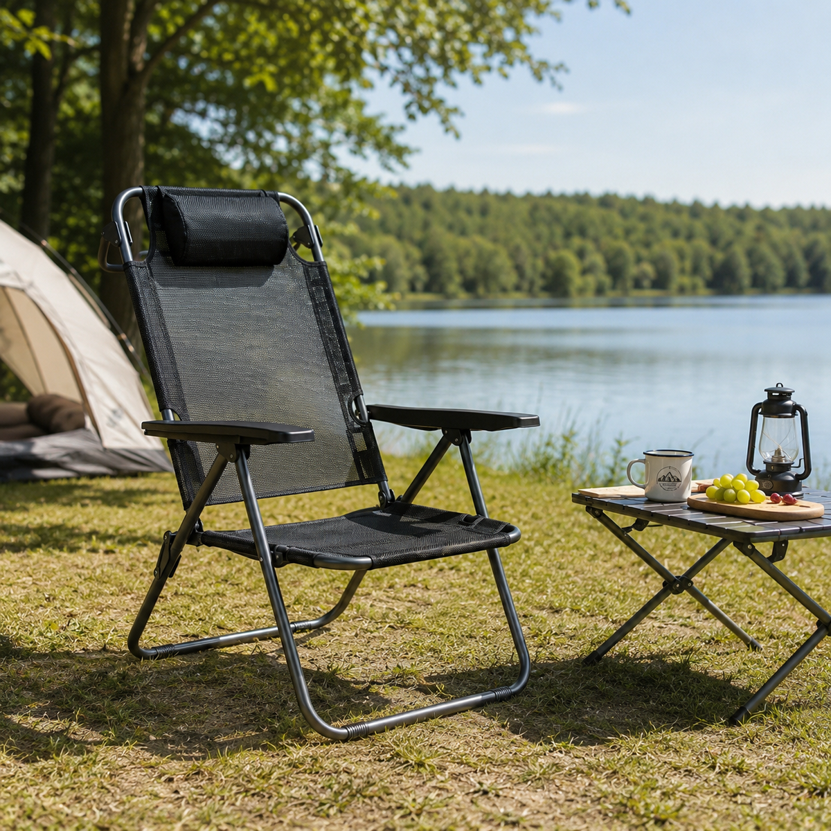 Pack 2 Sillas Plegables Bajas Para Playa Y Camping Con Reposacabezas Acolchado