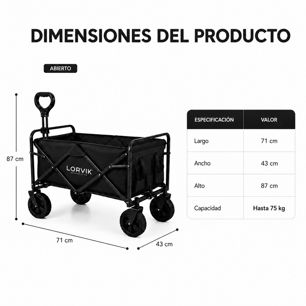 Carrello Pieghevole Fuoristrada con Capacità 75 Kg