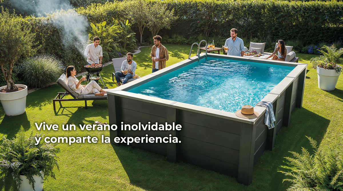 Piscina elevada de composite Gre rectangular KPCOR60LT con iluminación LED (606 × 326 × 124 cm)