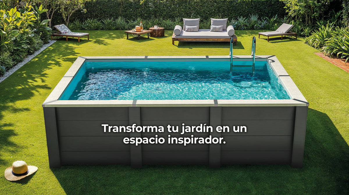 Piscina elevada de composite Gre rectangular KPCOR60LT con iluminación LED (606 × 326 × 124 cm)