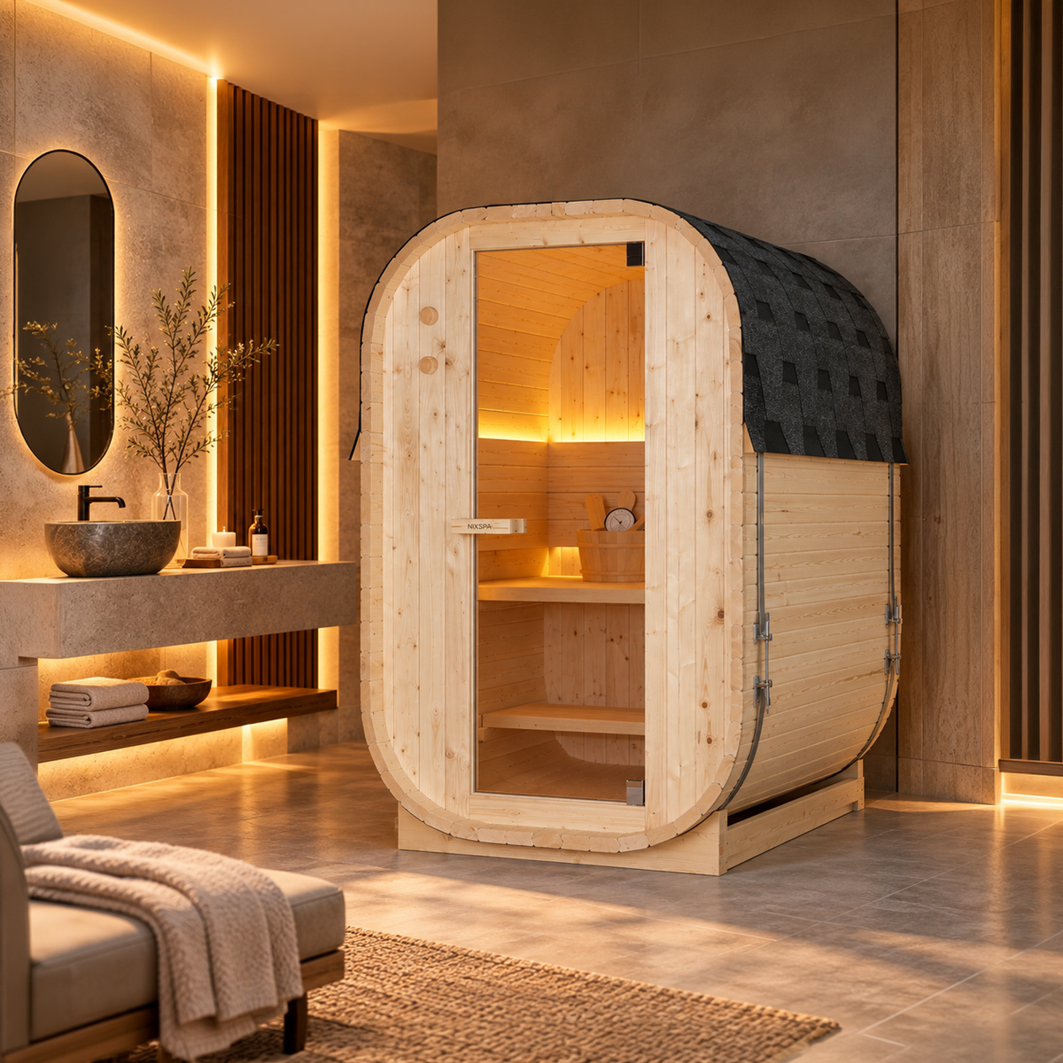 Sauna Exterior Cubo Jardín 2 Personas