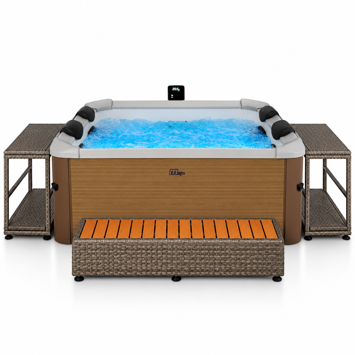 MSpa - Pack Spa Amber 4-6 personas + Set muebles de mimbre (cuadrado)