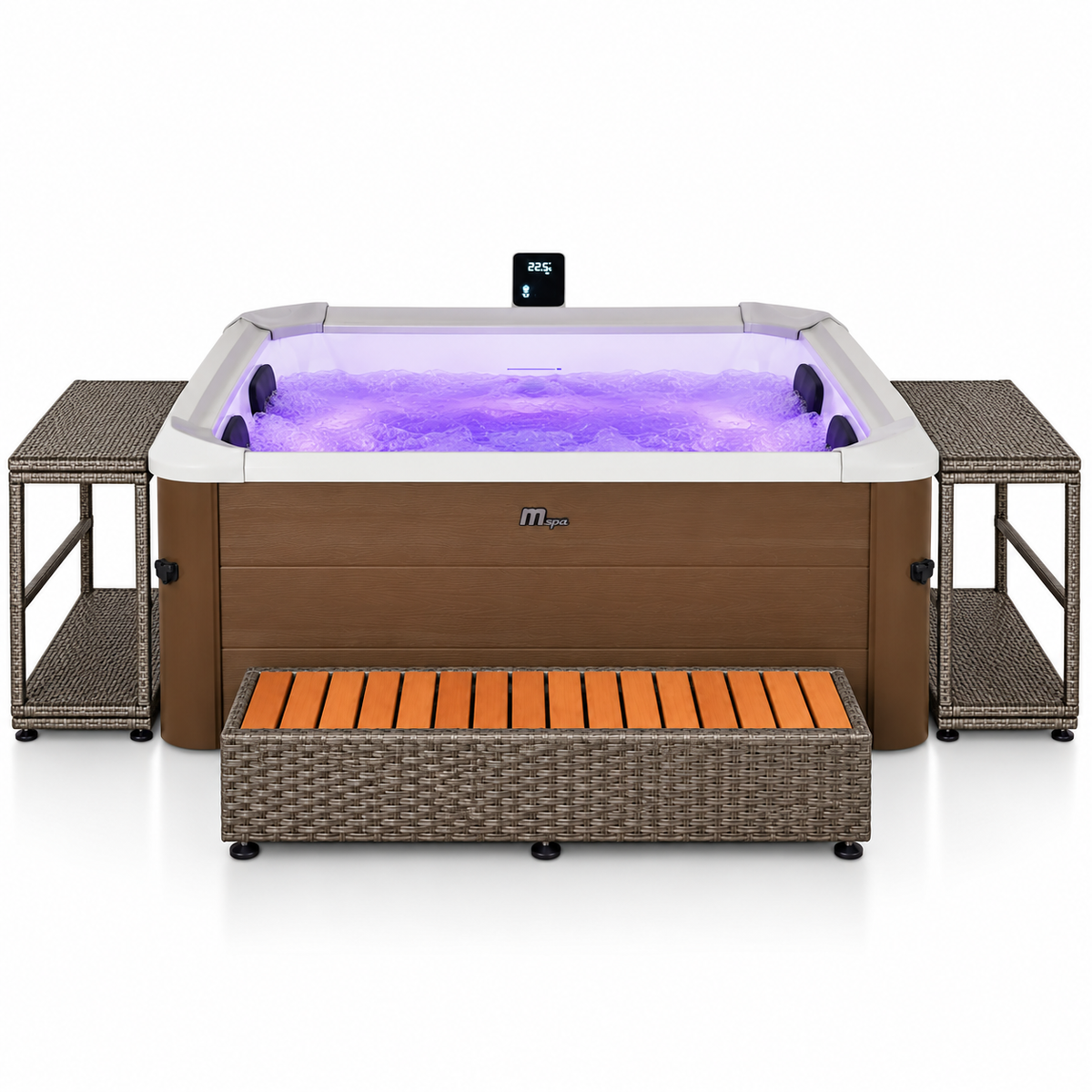 MSpa - Pack Spa Amber Aero Plus 4-6 personas + Set muebles de mimbre (cuadrado)
