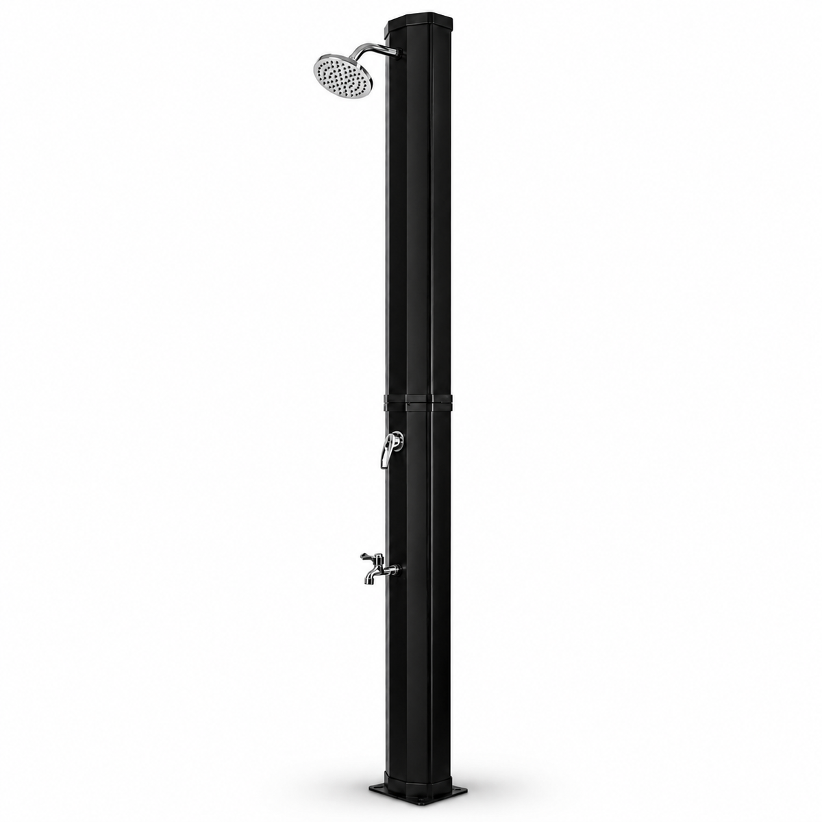 Ducha solar exterior 35L jardín y piscina con grifo lavapiés y rociador negro/plata
