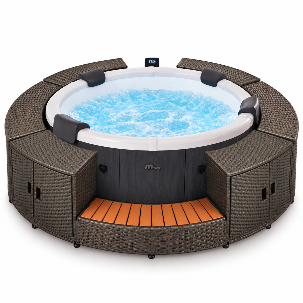 MSpa - Pack Spa Denver 4-6 personas + Set muebles de mimbre (redondo)