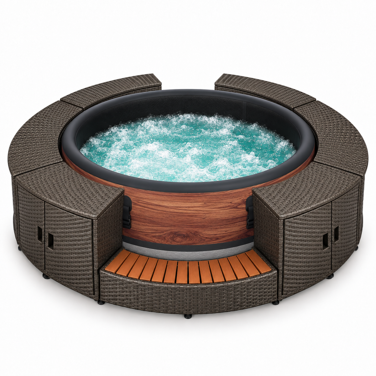 MSpa - Pack Spa Duet-Eco 4-6 personas + Set muebles de mimbre (redondo)