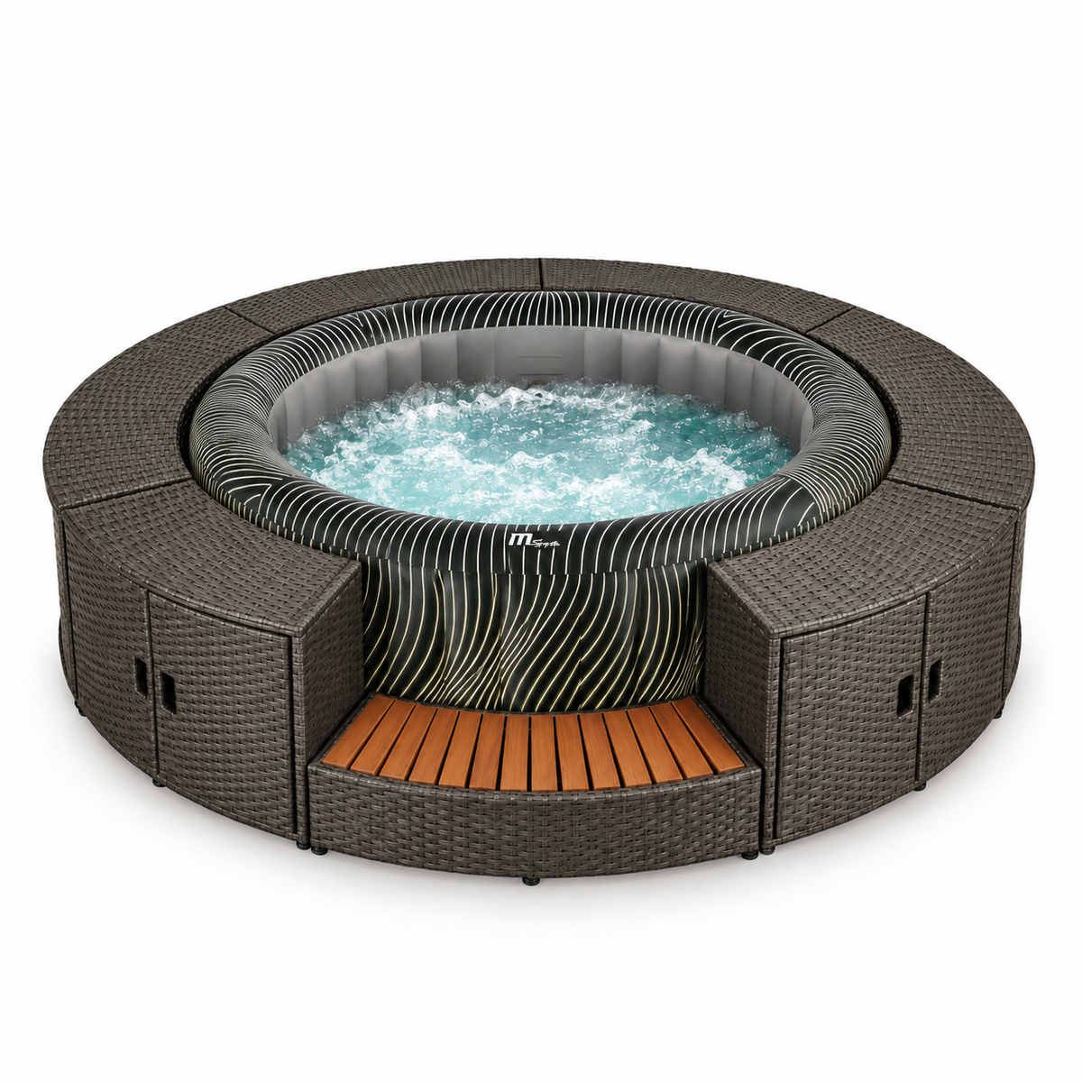 MSpa - Pack Spa Meteor 4-6 personas + Set muebles de mimbre (redondo)