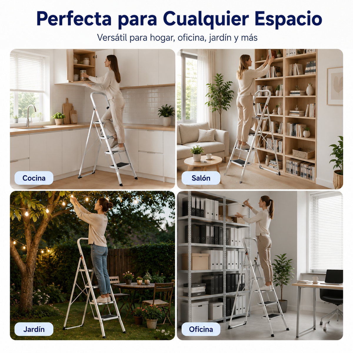 Escalera Plegable 4 Peldaños Con Plataforma Antideslizante