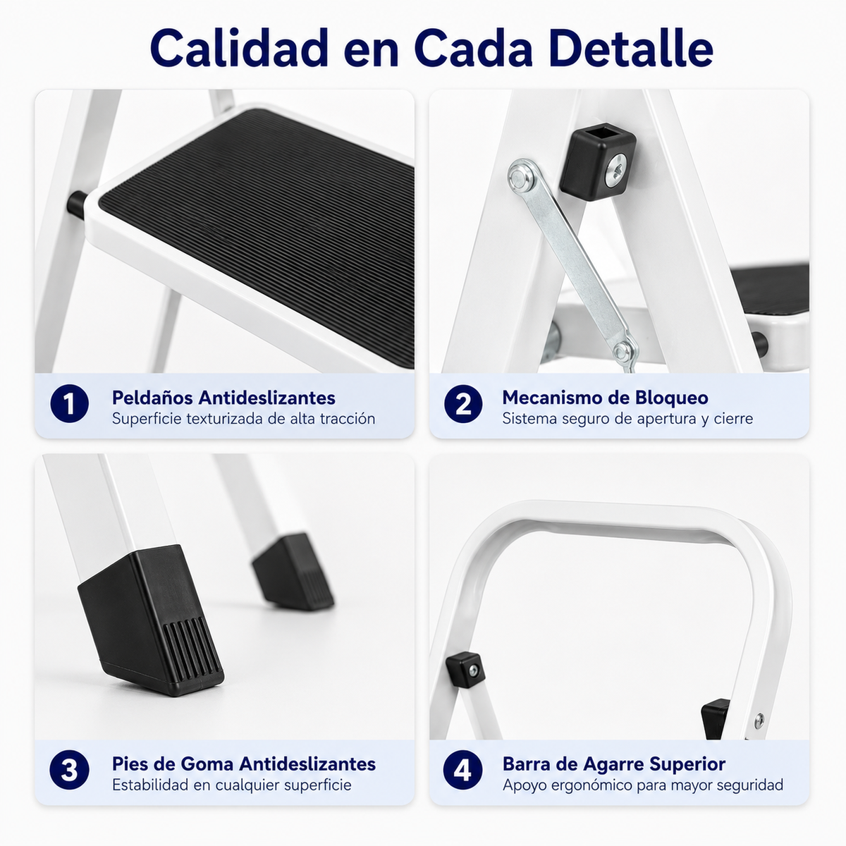 Escalera Plegable 4 Peldaños Con Plataforma Antideslizante