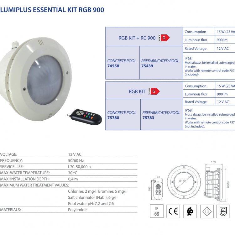 Astralpool - Proyector Lumiplus Essential PAR56 (900lm) piscina hormigón - BricoandPool