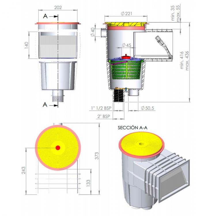 AstralPool - Skimmer 15L para piscina de hormigón - BricoandPool