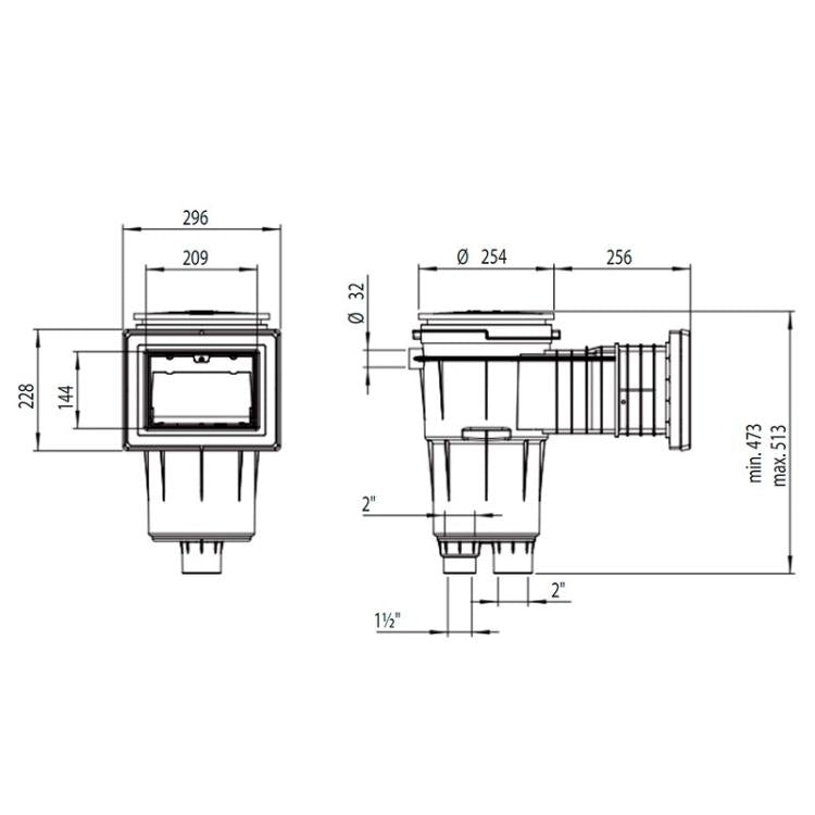AstralPool - Skimmer 17,5L boca estándar con alargo para piscina de hormigón - BricoandPool