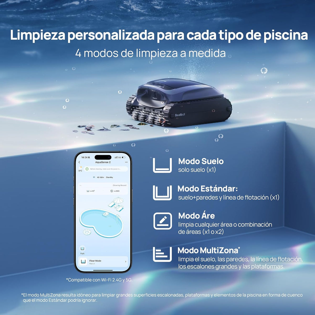 Beatbot - Robot limpiafondos de piscina sin cables AquaSense 2 - BricoandPool