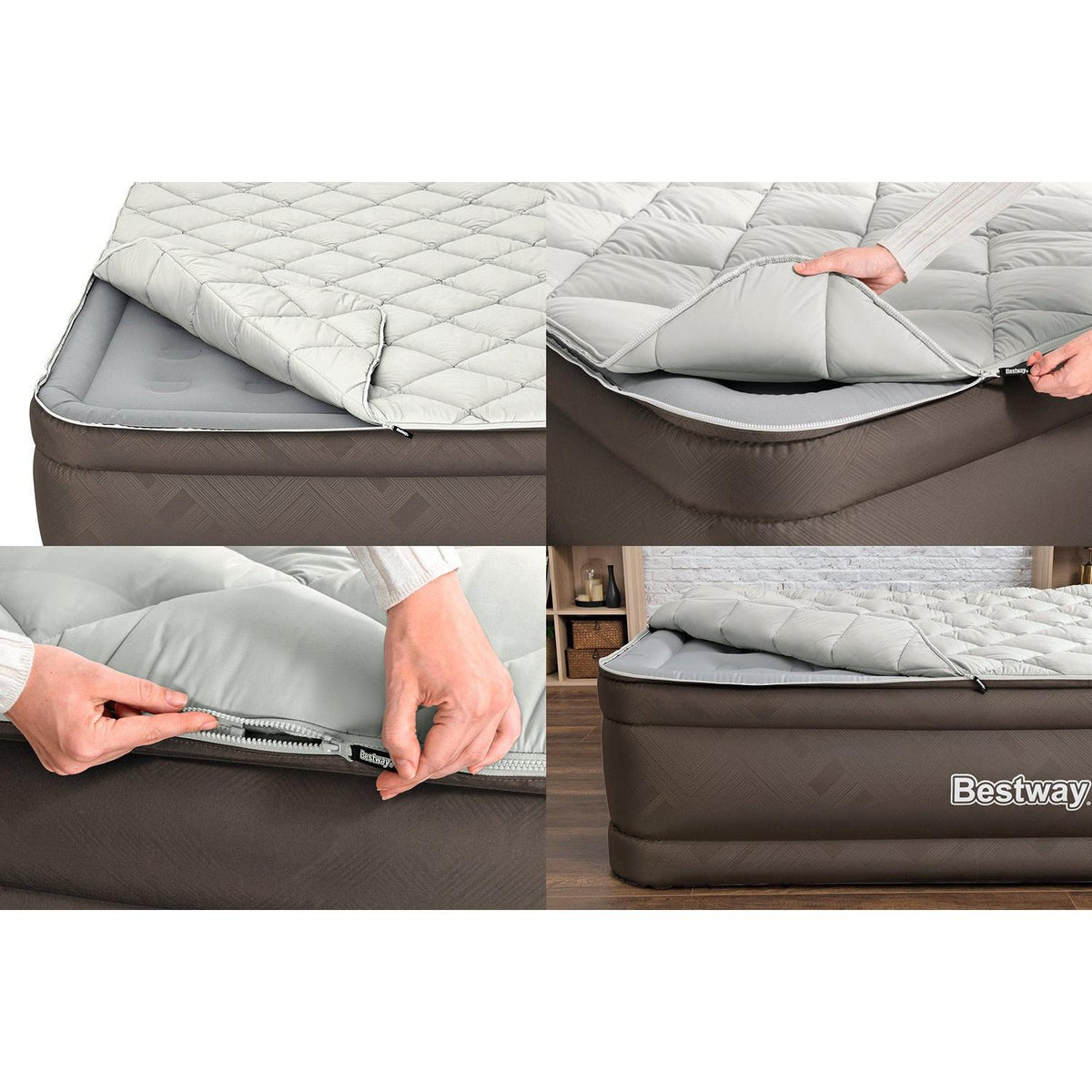 Bestway – Colchón hinchable Tough guard/Fortech con funda con cremallera y bomba eléctrica integrada - BricoandPool
