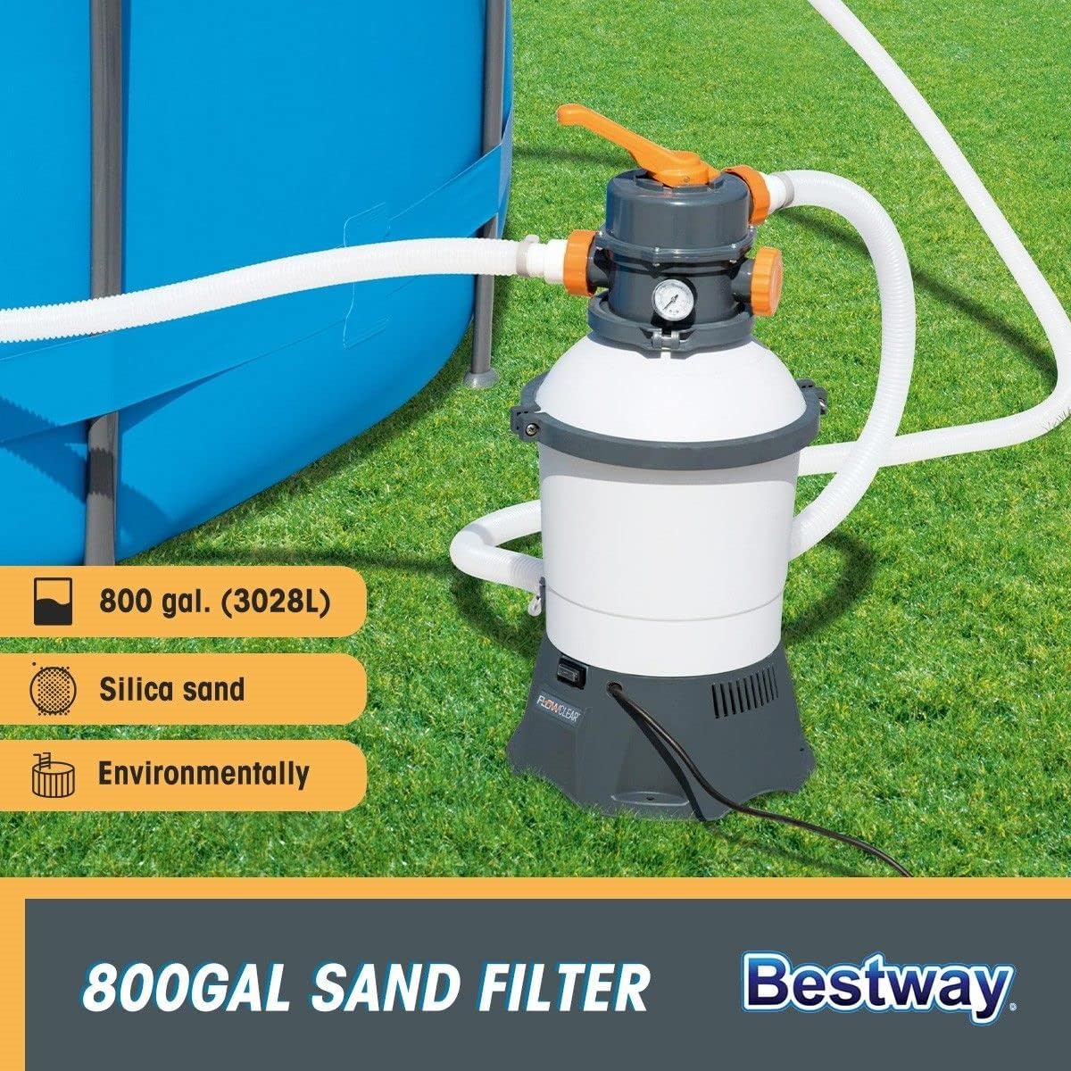 Bestway – Flowclear depuradora de arena (3.028 L/h) para piscinas elevadas - BricoandPool