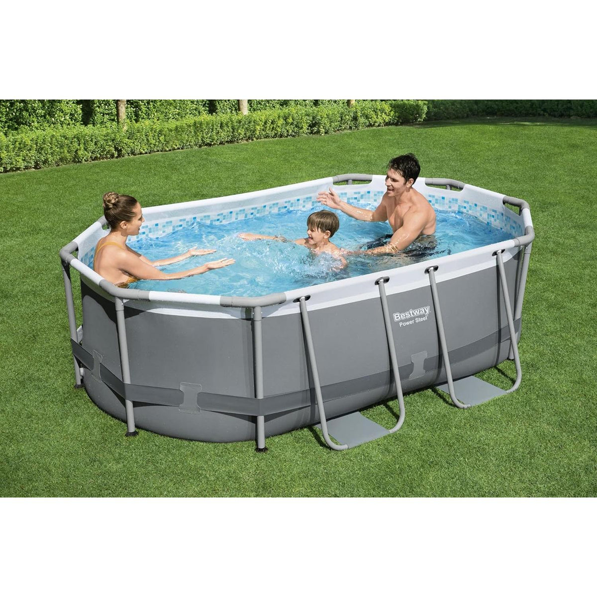 Bestway – Piscina desmontable Power Steel Ovalada con filtro (305 × 200 × 84 cm) - BricoandPool