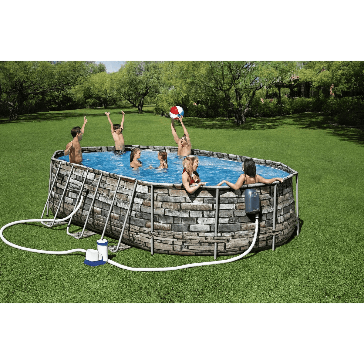 Bestway – Power Steel piscina desmontable ovalada (610 × 366 × 122 cm) - BricoandPool
