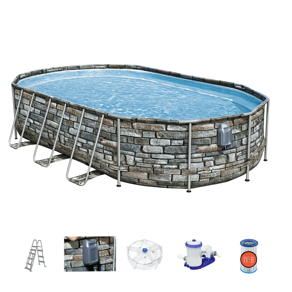 Bestway – Power Steel piscina desmontable ovalada (610 × 366 × 122 cm) - BricoandPool