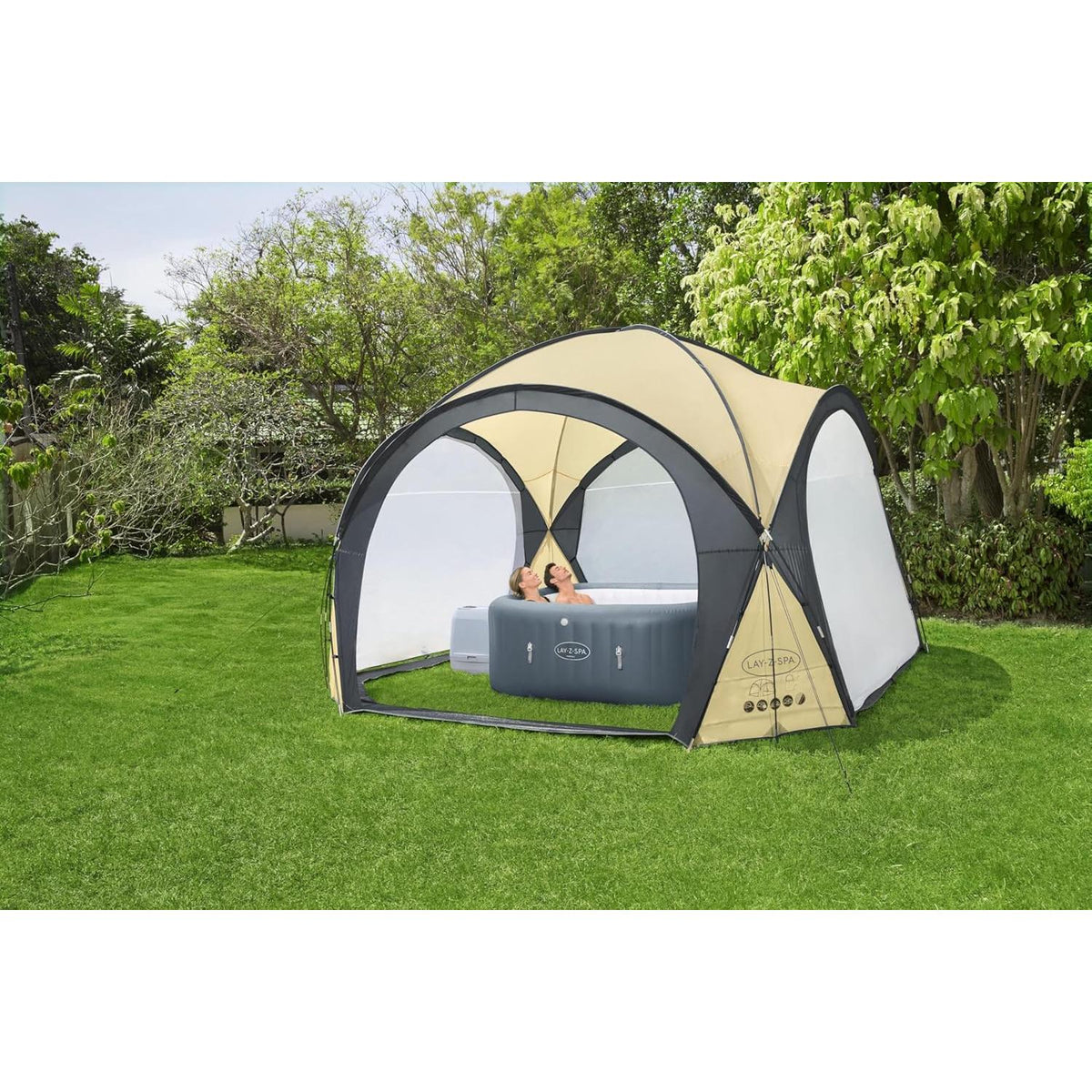 Bestway - Toldo Lay - Z - Spa 60305 para bañera de hidromasaje y piscina 255 x 390 x 390 cm gris - BricoandPool